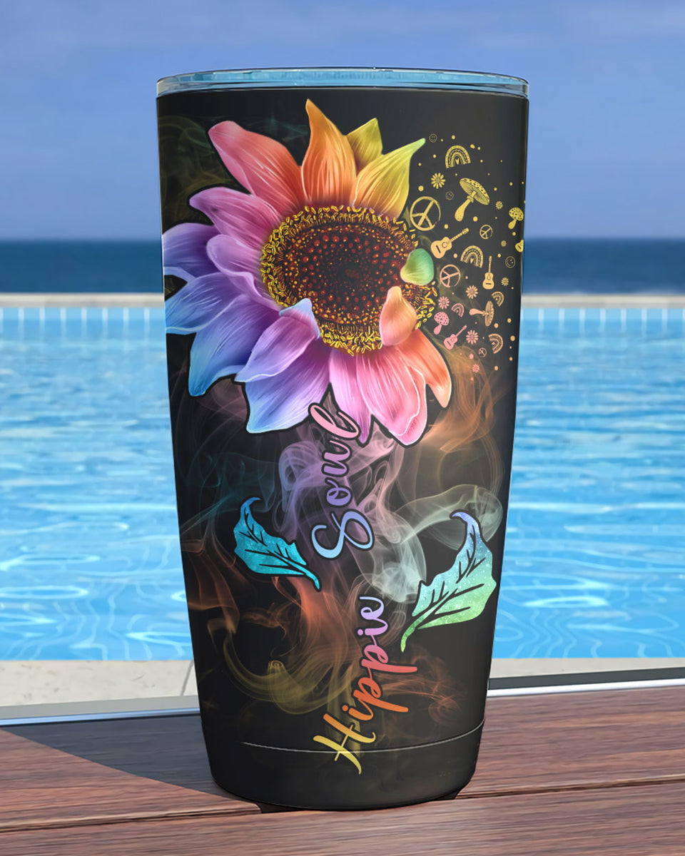 Personalized Sunflower Butterfly Hippie Stainless Steel Tumbler For Men And  Women –