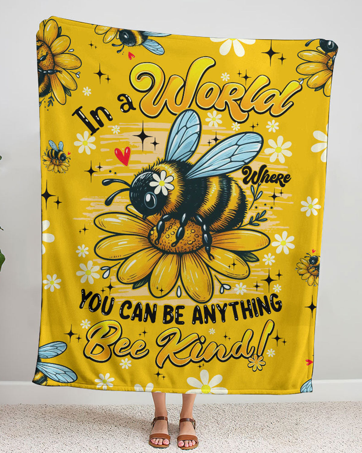 IN A WORLD WHERE YOU CAN BE ANYTHING BEE KIND FLEECE BLANKET - TYQY0306258