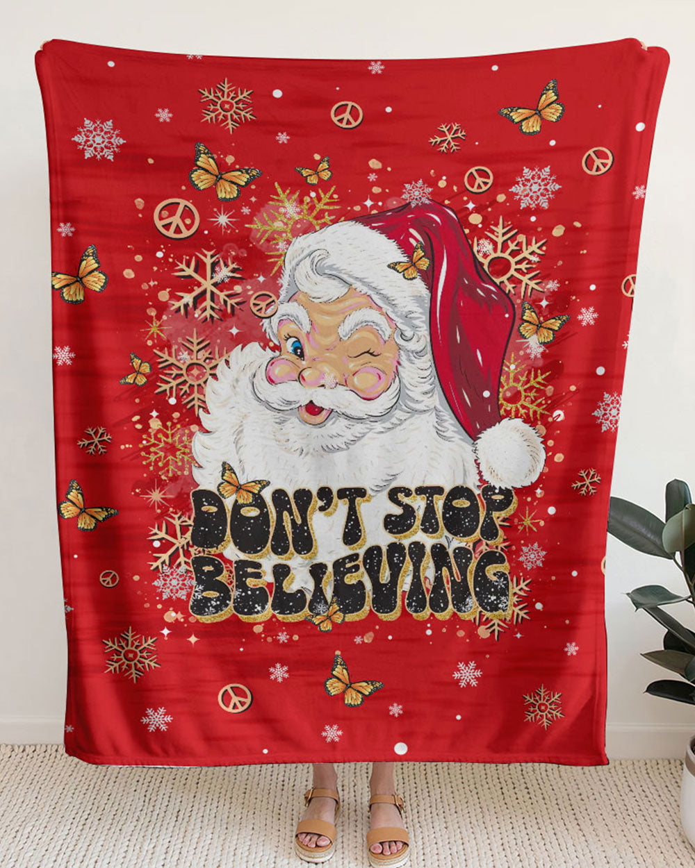 DON'T STOP BELIEVING CHRISTMAS WOVEN AND  FLEECE BLANKET - TLTR0811249