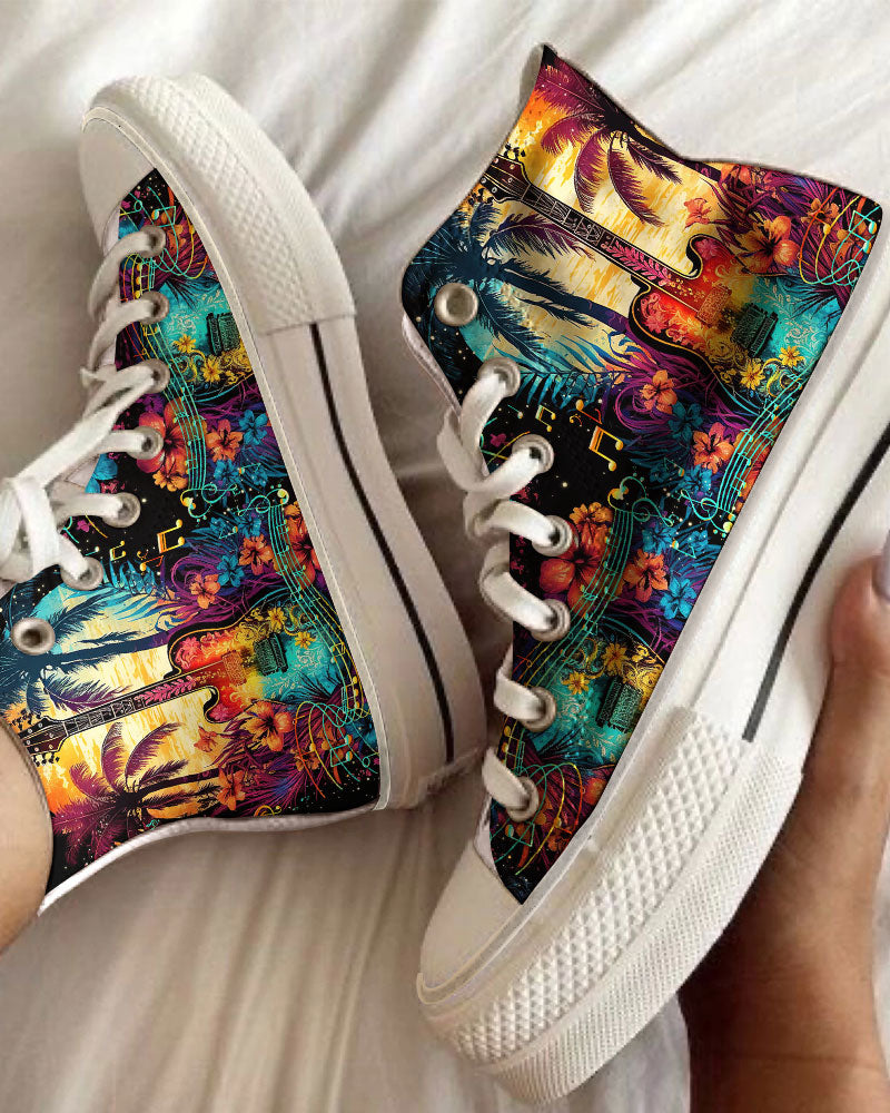 FIND ME WHERE THE MUSIC MEETS THE OCEAN GUITAR HIGH TOP CANVAS SHOES - TLNO1305232