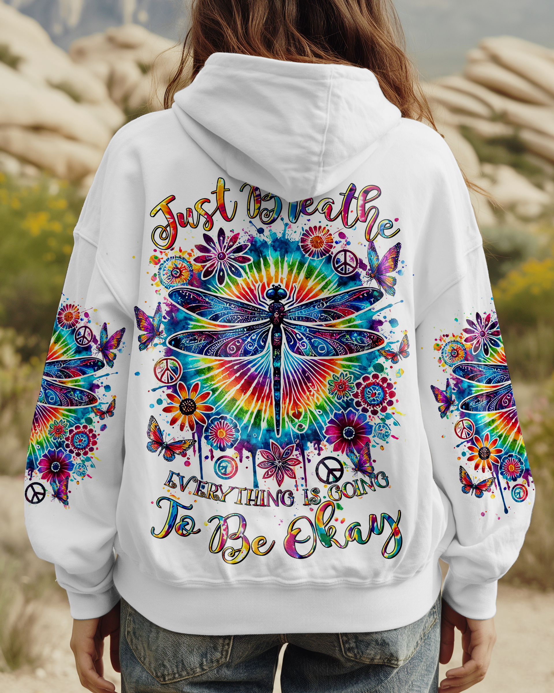 JUST BREATHE DRAGONFLY TIE DYE ALL OVER PRINT - TLTR0509242