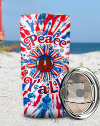 PEACE Y'ALL SUNFLOWER AMERICA TIE DYE TUMBLER - TLTW2306237