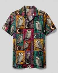 RETRO OWL ART CAMP SHIRT - TLHN2908262