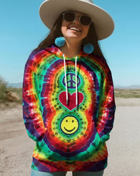 PEACE LOVE HAPPY TIE DYE ALL OVER PRINT - TLTW1112254