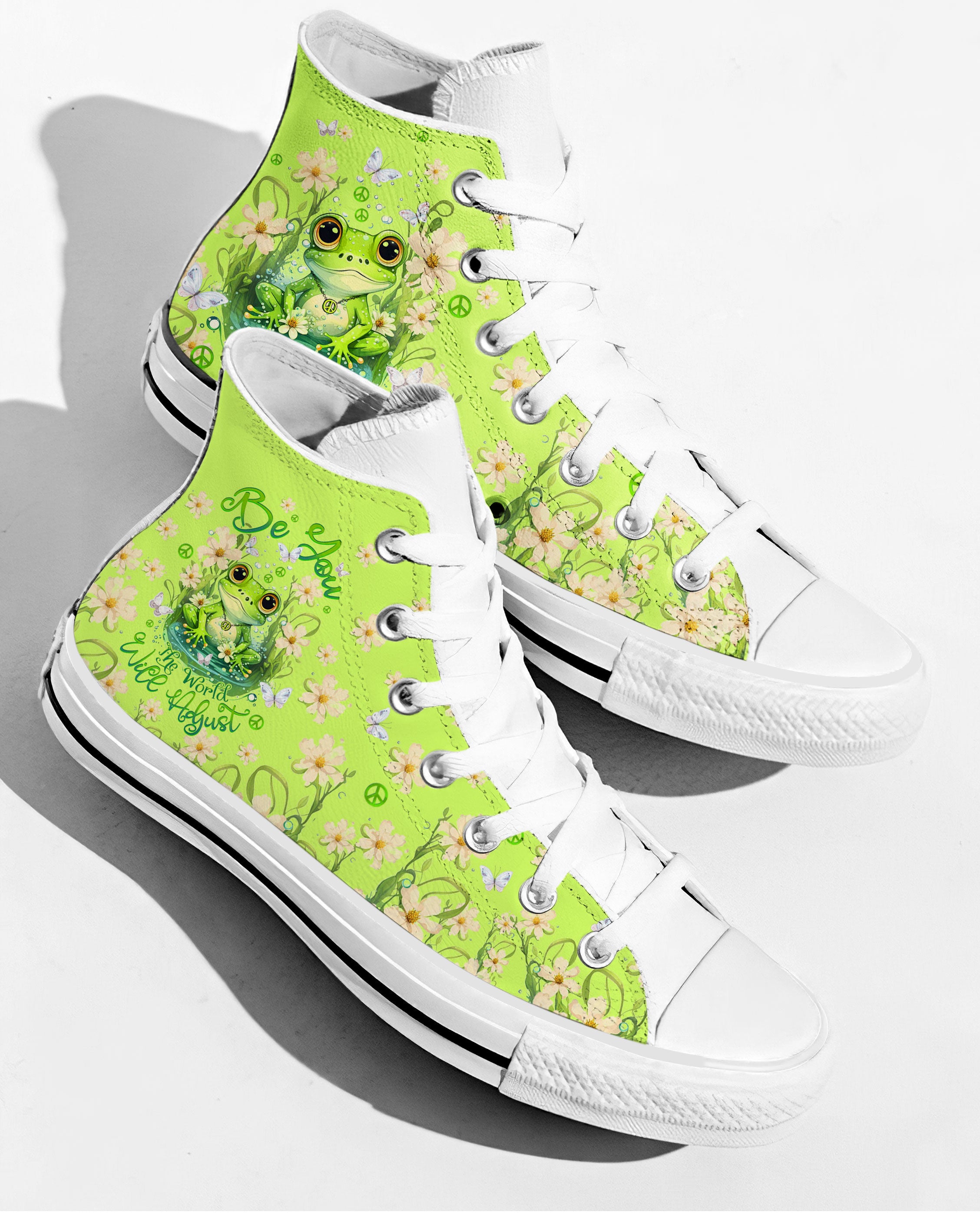 BE YOU THE WORLD WILL ADJUST FROG HIGH TOP CANVAS SHOES - TLTW27092310