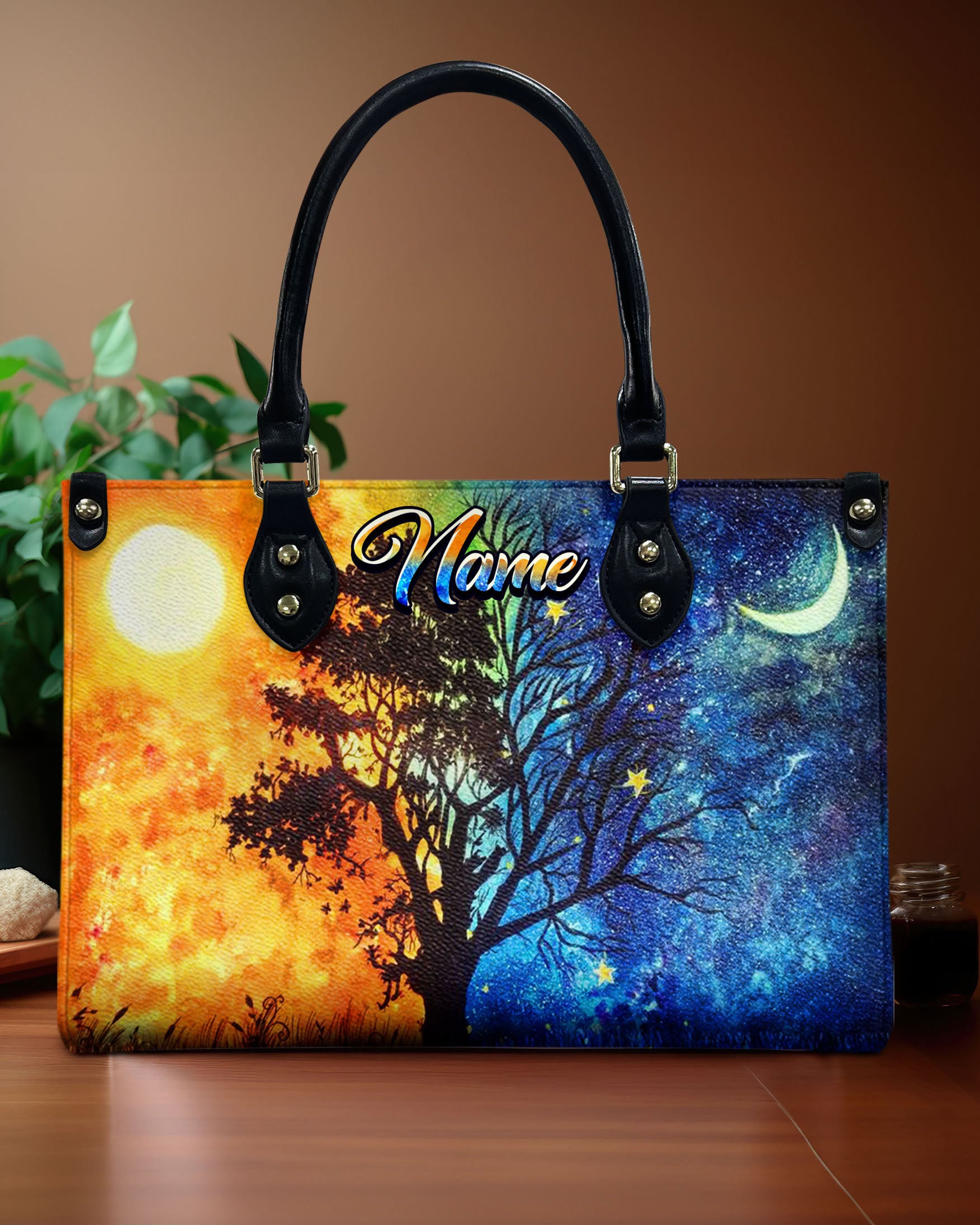 TREE OF LIFE SUN AND MOON LEATHER HANDBAG - YHHN2907244