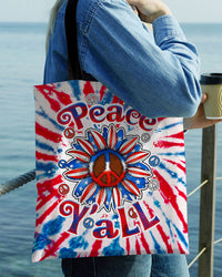 PEACE Y'ALL SUNFLOWER AMERICA TIE DYE TOTE BAG - TLTW2306238