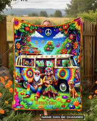 COLORFUL GROOVY COUPLE  FLEECE BLANKET - YHHN2301263