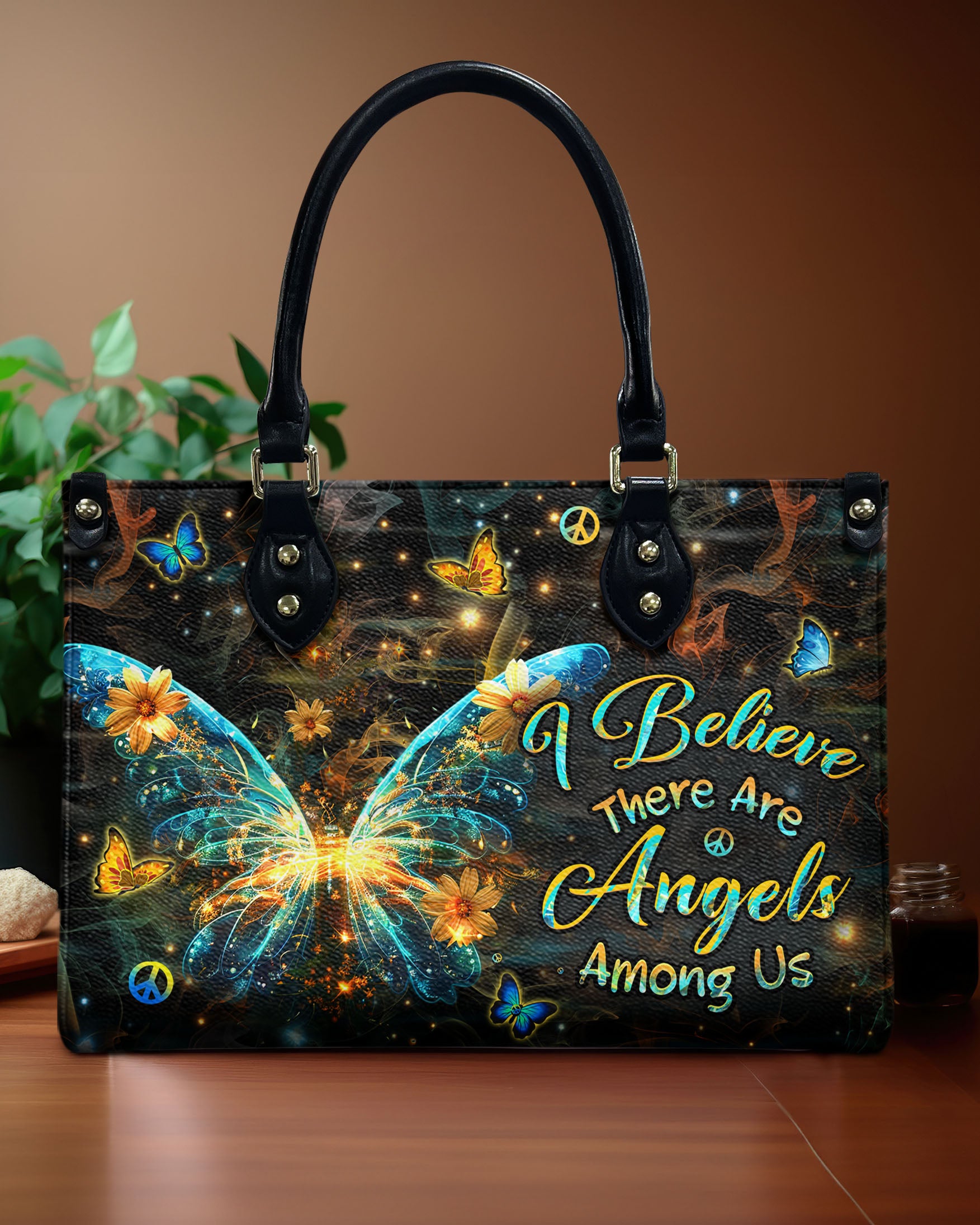 I BELIEVE THERE ARE ANGELS AMONG US LEATHER HANDBAG - YHHN2208241