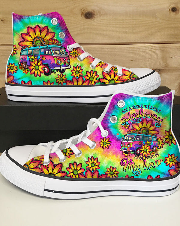 ON A DARK DESERT HIGHWAY TIE DYE HIGH TOP CANVAS SHOES - TLTW0206239