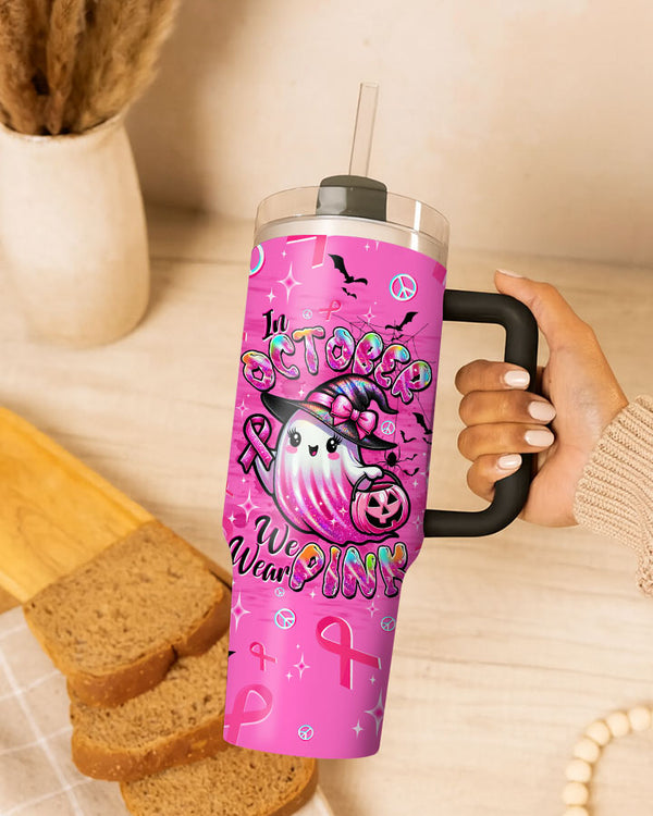 IN OCTOBER WE WEAR PINK BOO BREAST CANCER TUMBLER - TLTW1208256