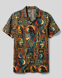 TRIBAL WOLF AND RAVEN MYSTIC PATCHWORK CAMP SHIRT - TLHN0809264