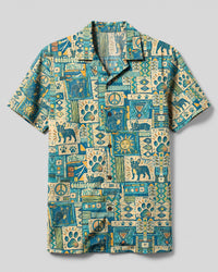 BOHO FRENCH BULLDOG GARDEN MOSAIC CAMP SHIRT - TLHN2708262