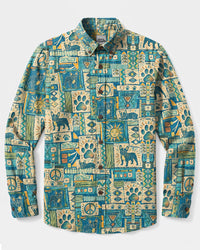 BOHO FRENCH BULLDOG GARDEN MOSAIC LONG SLEEVE BUTTON-DOWN SHIRT - TLHN2708263