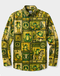 COWBOY FROG PATCHWORK LONG SLEEVE BUTTON-DOWN SHIRT  - TLHN2608262