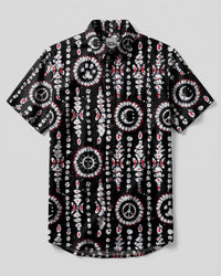 MONOCHROME BATIK HIPPIE BUTTON-DOWN COLLAR SHIRT - TLHN0608263
