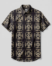 MIDNIGHT PEACE  MOSAIC PAW PRINT BUTTON-DOWN COLLAR SHIRT - TLHN1008261