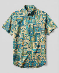 BOHO FRENCH BULLDOG GARDEN MOSAIC BUTTON-DOWN COLLAR SHIRT - TLHN2708261