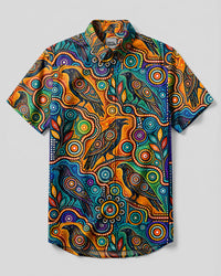 RAVEN ABORIGINAL DOTWORK BUTTON-DOWN COLLAR SHIRT - TLHN1109265