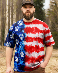 PAW PRINT RED WHITE & BLUE SWIRL ALL OVER PRINT - TLNT2703263
