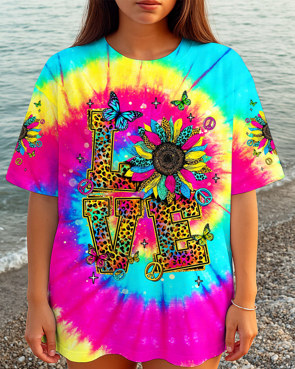 LOVE HIPPIE SUNFLOWER LEOPARD TIE DYE ALL OVER PRINT - TLNT2604254