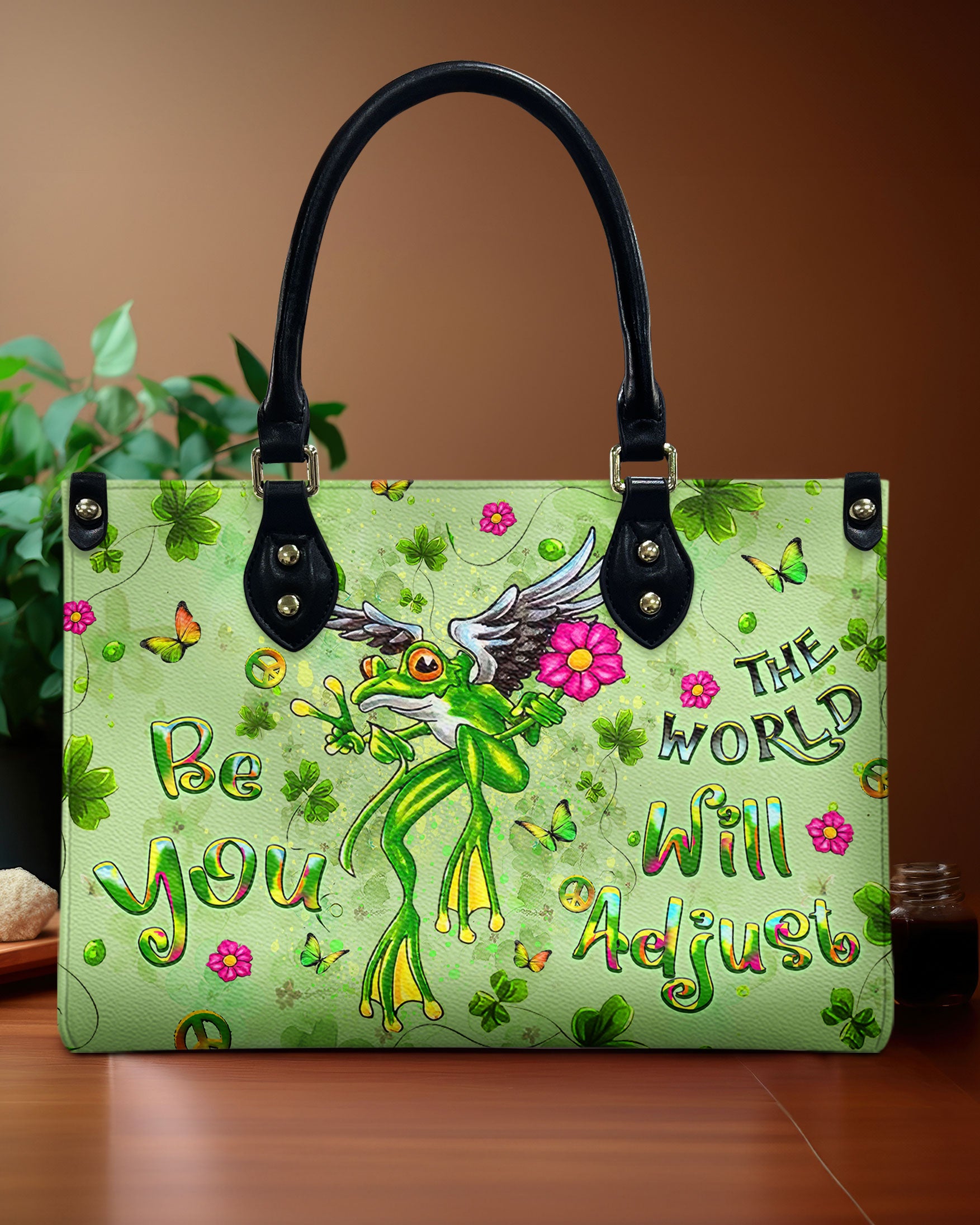 BE YOU THE WORLD WILL ADJUST LEATHER HANDBAG - YHLT2410244