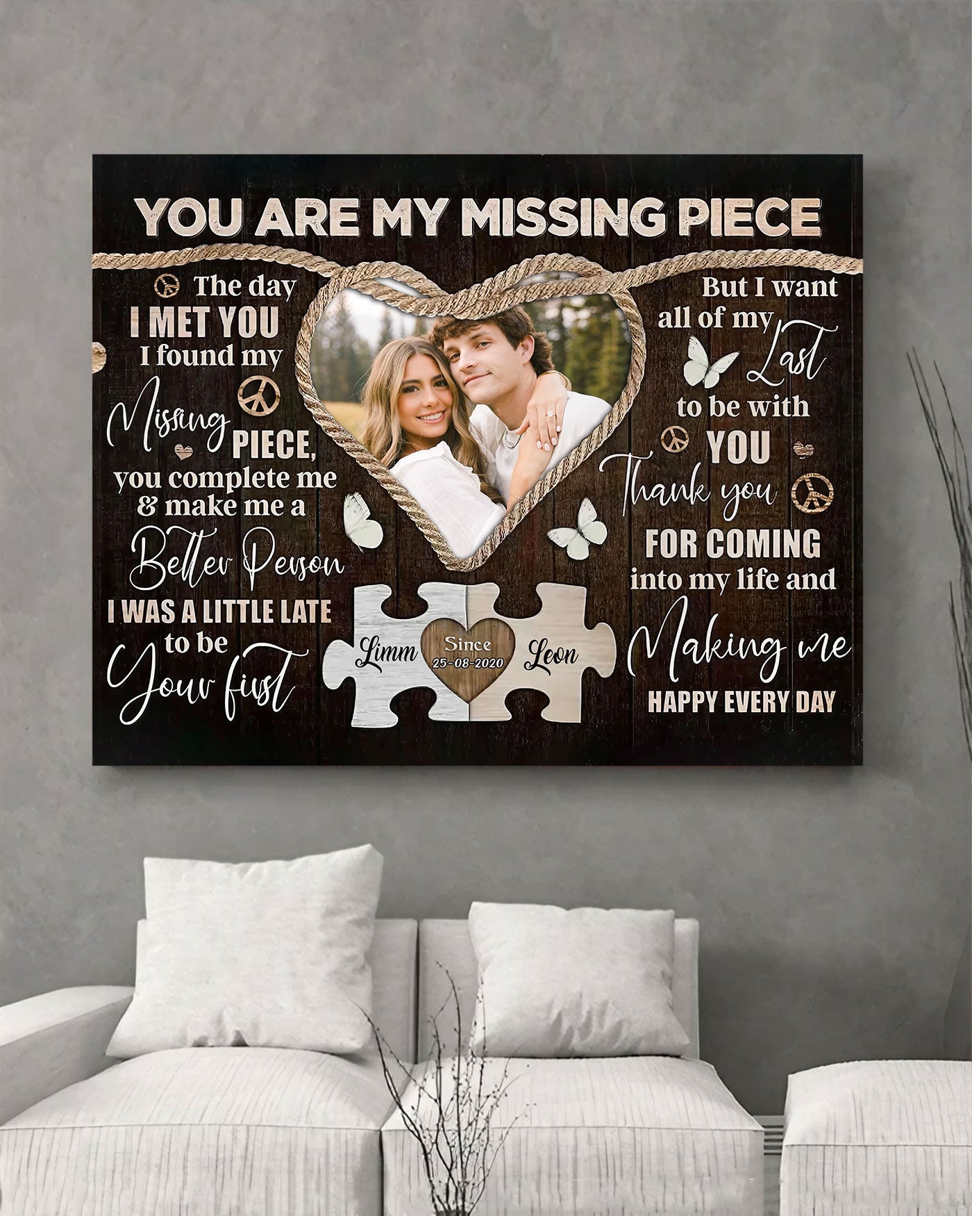 PERSONALIZED YOU ARE MY MISSING PIECE COUPLE CANVAS - YHLT0602252