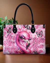 BE YOU THE WORLD WILL ADJUST FLAMINGO LEATHER HANDBAG - YHHN0406244