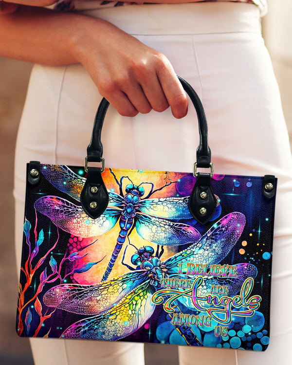 I BELIEVE THERE ARE ANGELS AMONG US DRAGONFLY LEATHER HANDBAG - TLTR0908245