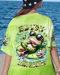 BE YOU THE WORLD WILL ADJUST FROG ALL OVER PRINT - TLNT1408243