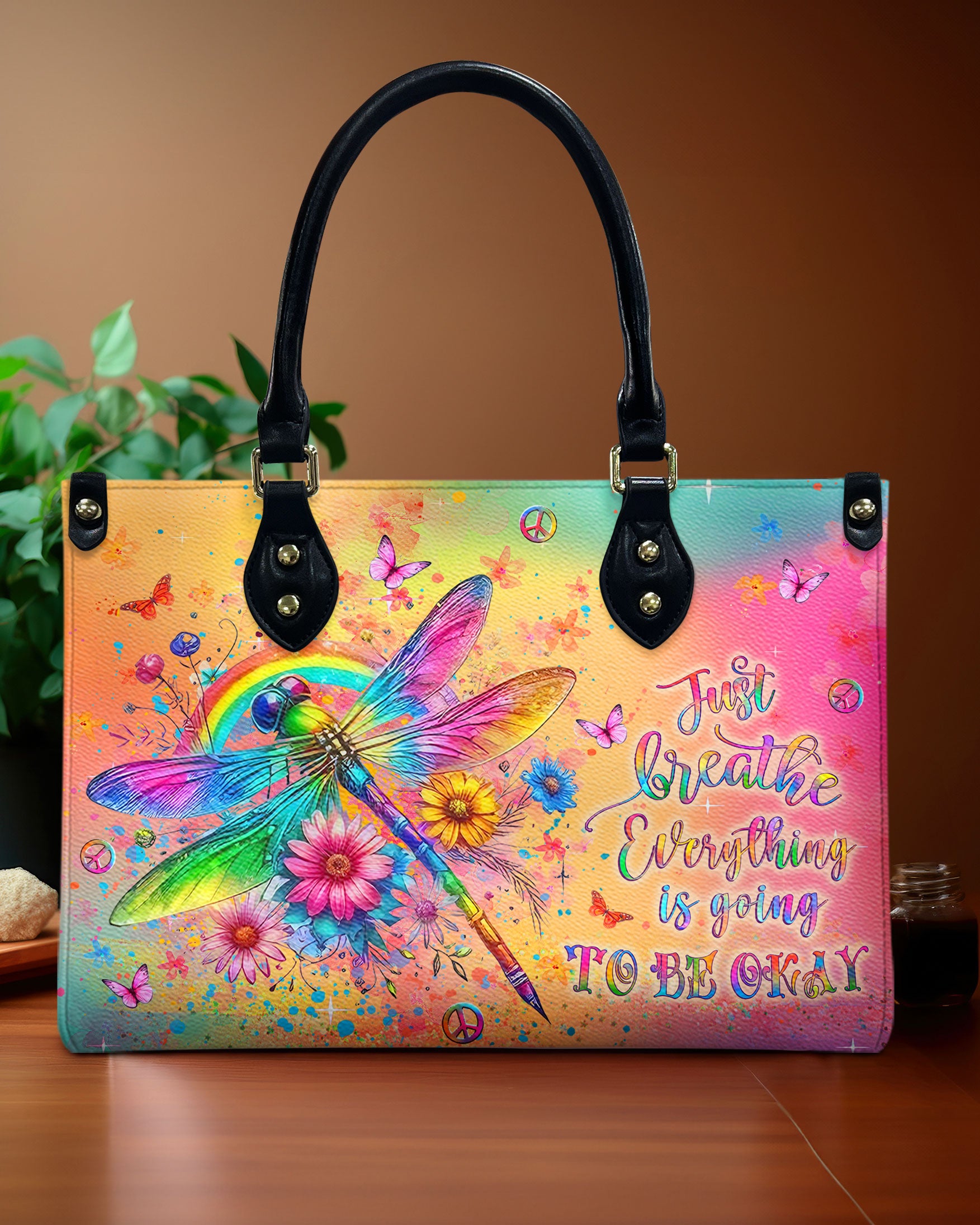 JUST BREATHE DRAGONFLY LEATHER HANDBAG - YHLT1609245