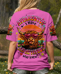 APPARENTLY I HAVE AN ATTITUDE WHO KNEW COW ALL OVER PRINT - TLHN1004261