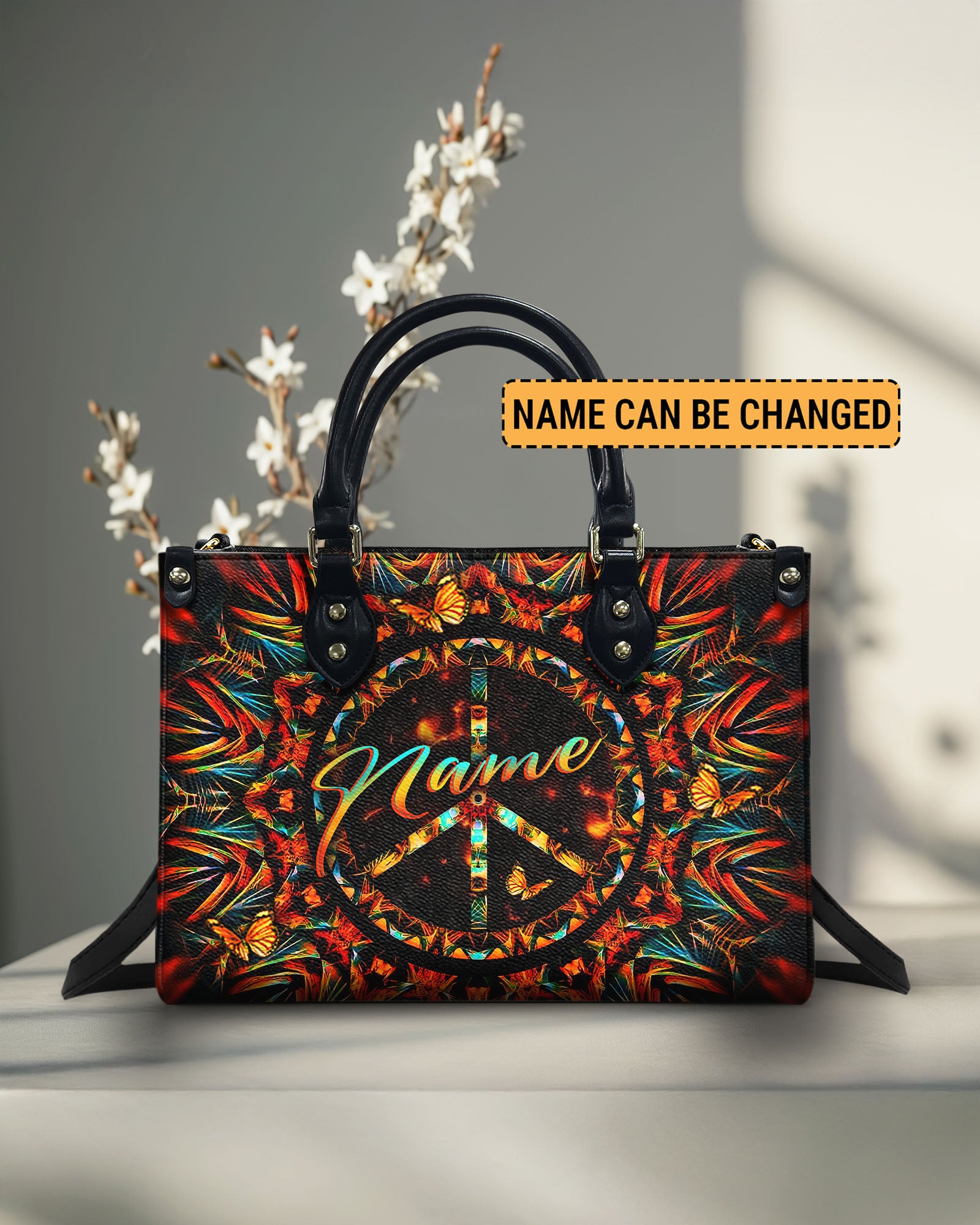 PSYCHEDELIC PEACE LEATHER HANDBAG - YHLT1403254