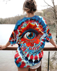 PEACE Y'ALL EYES FLOWER TIE DYE ALL OVER PRINT - TLTR0607238