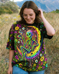 GLOWING MOON SKELETON SKULL ALL OVER PRINT  - TLNT1205263