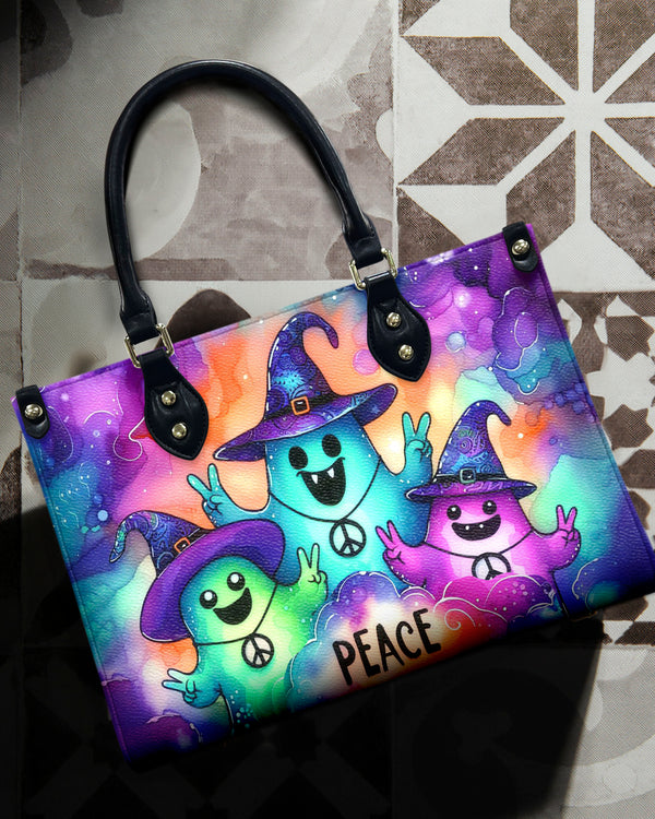 PEACE CUTE GHOST HALLOWEEN LEATHER HANDBAG - YHHN0808244