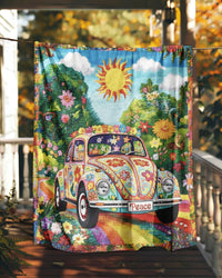PYSCHEDELIC HIPPIE CAR FLEECE BLANKET - YHLN2101263