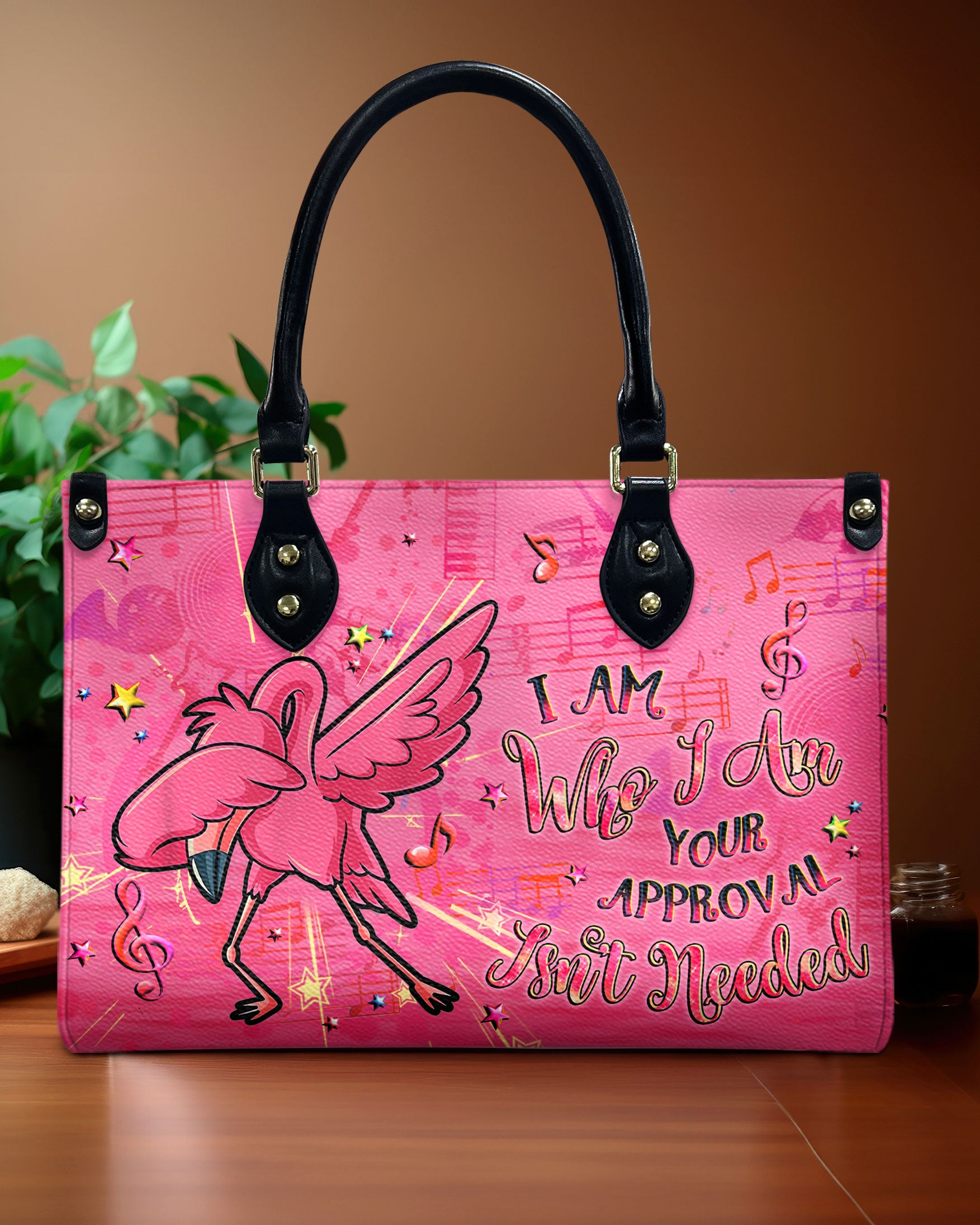 I AM WHO I AM FLAMINGO LEATHER HANDBAG - YHLT2907242