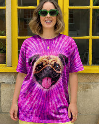 PUG DOG PURPLE & PINK SWIRL ALL OVER PRINT - TLNT2502261