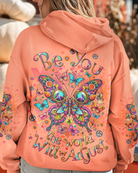 BE YOU THE WORLD WILL ADJUST BUTTERFLY ALL OVER PRINT - YHLT0612231