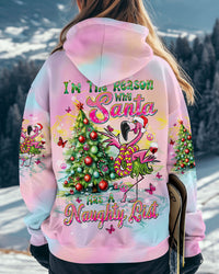 SANTA HAS A NAUGHTY LIST  FLAMINGO CHRISTMAS ALL OVER PRINT - TLTW1210241