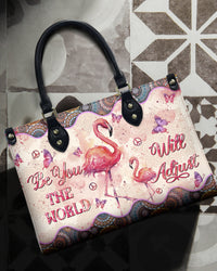 BE YOU THE WORLD WILL ADJUST FLAMINGO LEATHER HANDBAG - YHHN0306244