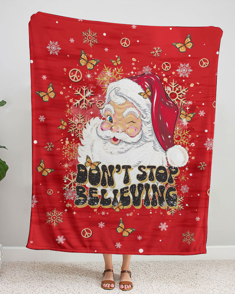 DON'T STOP BELIEVING CHRISTMAS WOVEN AND  FLEECE BLANKET - TLTR0811249