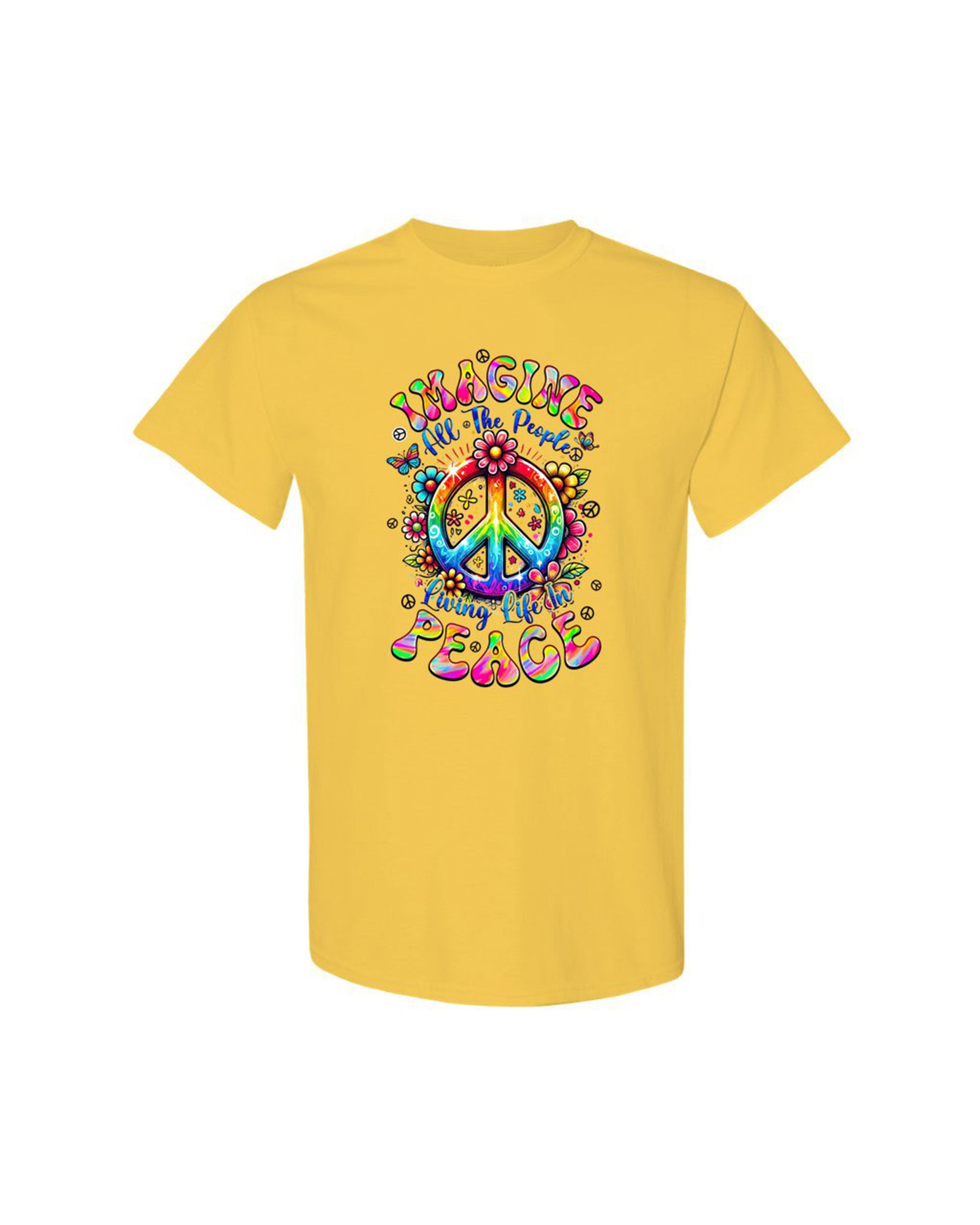 IMAGINE ALL THE PEOPLE LIVING LIFE IN PEACE TIE DYE COTTON SHIRT - TYQY1504257