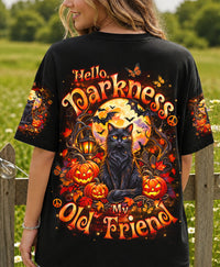 HELLO DARKNESS MY OLD FRIEND BLACK CAT ALL OVER PRINT - TLHN1509261