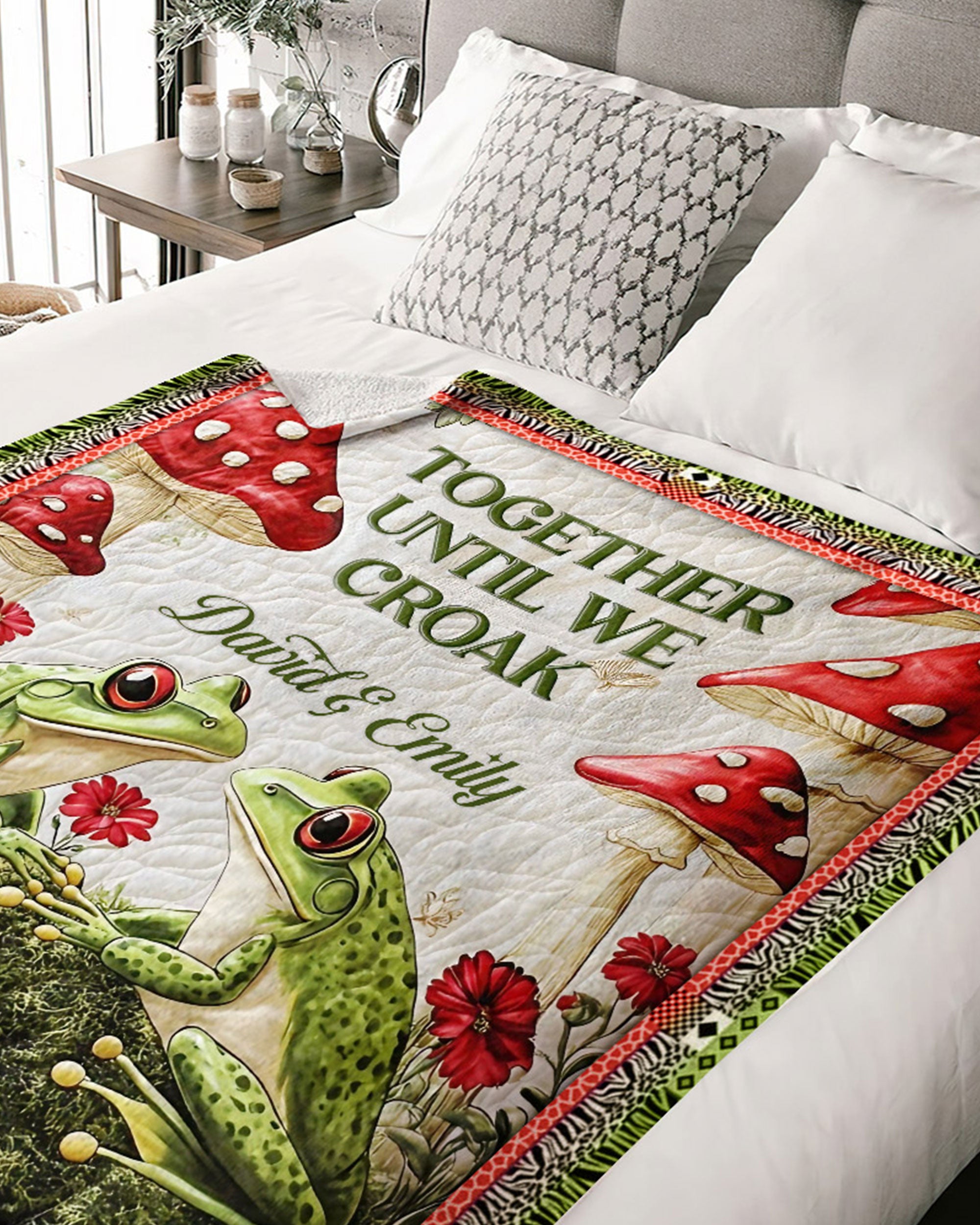 PERSONALIZED TOGETHER UNTIL WE CROAK COUPLE FROG FLEECE BLANKET - YHHN2502254