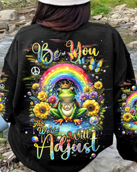 BE YOU THE WORLD WILL ADJUST FROG RAINBOW ALL OVER PRINT - TLNT2311234