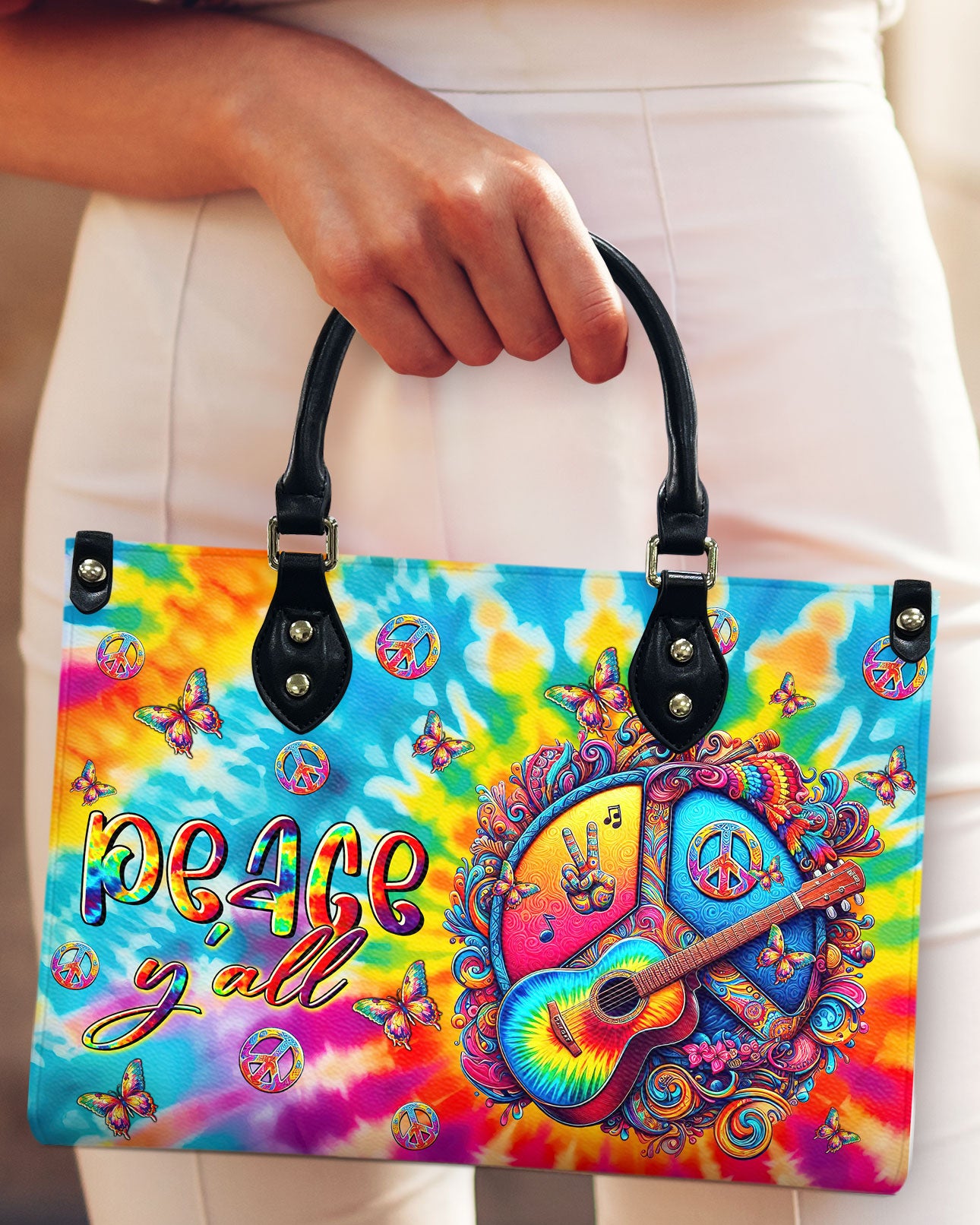 PEACE Y' ALL TIE DYE LEATHER HANDBAG - TLTR0507245