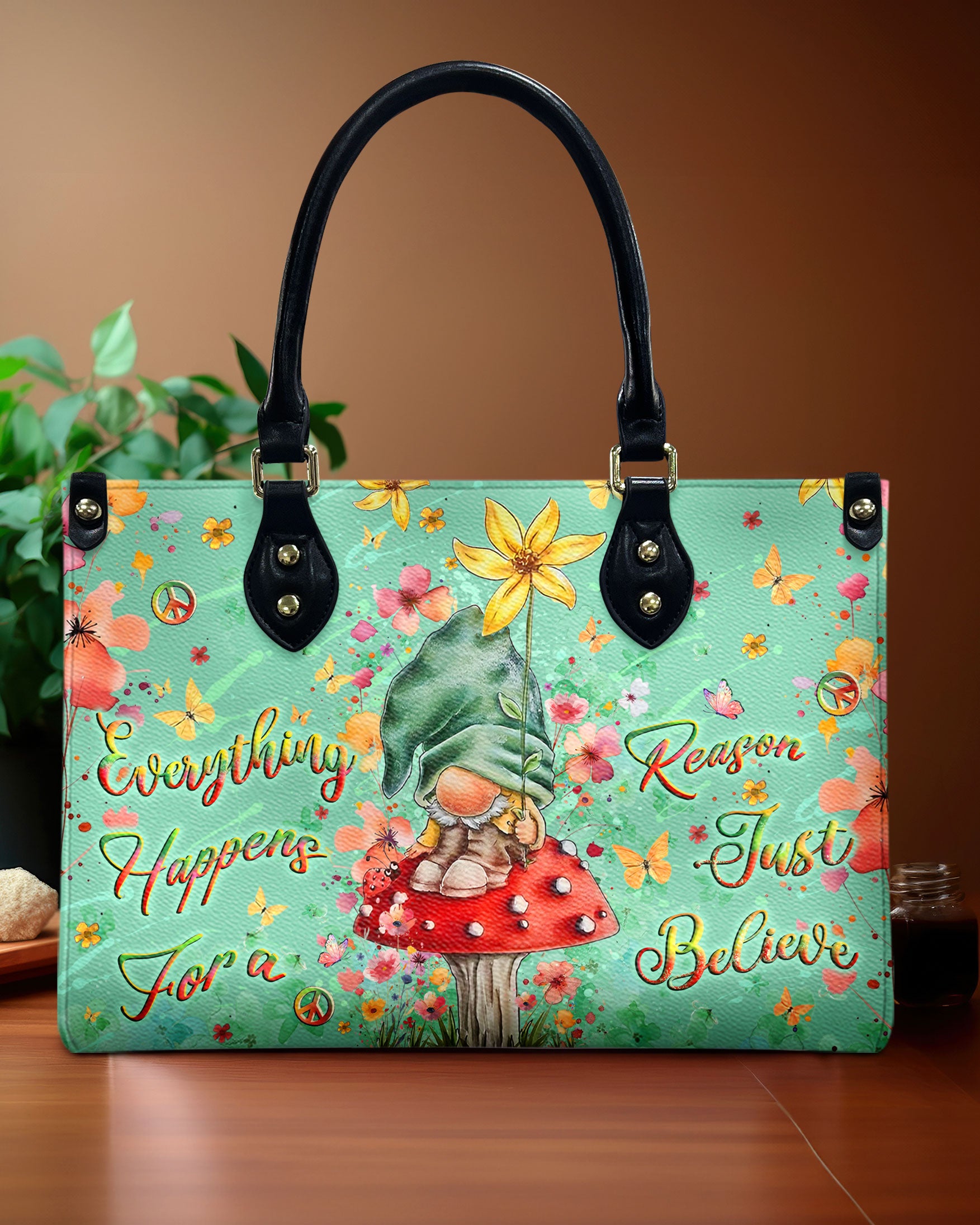 JUST BELIEVE GNOME LEATHER HANDBAG - YHLT0608242