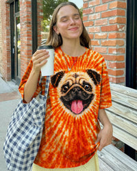 PUG DOG ORANGE SWIRL ALL OVER PRINT - TLNT0202261